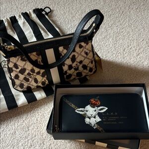 L.A.M.B. Black Zip Wallet and Handbag